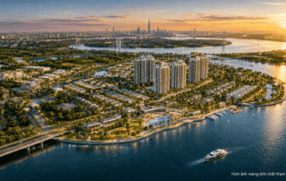 Phối cảnh khu đô thị Sun Group Nhà Bè với quy hoạch hiện đại gồm chung cư, nhà phố, biệt thự ven sông kết nối hoàn hảo, mở ra cơ hội an cư và đầu tư sinh lời vượt trội.