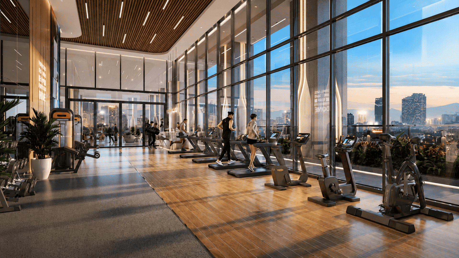 Phòng gym fitness chuyên nghiệp tại dự án Sun Group Nhà Bè trang bị đầy đủ máy móc hiện đại nhập khẩu cao cấp, giúp quý cư dân rèn luyện sức khỏe dẻo dai và nâng tầm vóc dáng.