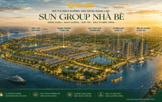Tổ hợp khu đô thị Sun Group Nhà Bè tạo điểm nhấn kiến trúc bên sông rạch Đỉa, kết nối thẳng Nguyễn Hữu Thọ, tích hợp trọn vẹn biệt thự, nhà phố, chung cư cùng hệ sinh thái đa trải nghiệm.